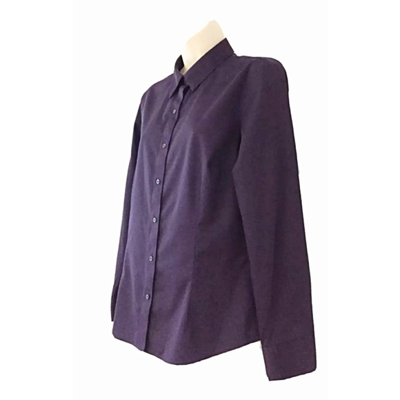 COLDWATER CREEK Sz 8 Eggplant Sateen Shirt - Picture 3 of 6
